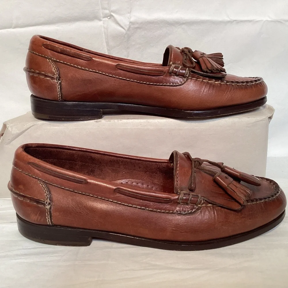 Men’s Hunt Club Brown Leather Tassel Loafers Size 8 1/2 - Picture 3 of 10